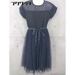 ◇ ◎ merlot plus メルロープリュス タグ付 チュール フレンチスリーブ ロング ワンピース サイズF ネイビー レディース 【中古】 【1104080000871】のサムネイル