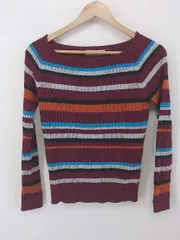 ◇ nano&co ナノアンドコー nano universe ボーダー 長袖 ニット セーター サイズF バーガンディ系 マルチ レディース P  【中古】 【1210120001378】