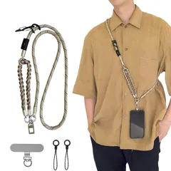 【新品】 [VANAHOTZ] 多用途 スマホストラップ 携帯ストラップ 首掛け・斜め掛け対応 スマホショルダーストラップ 2WAY仕様・取り外し可能 ハンドストラップ兼用 長さ調節可能 iPhone/Android 対応 全機種対応 肩掛け 落下防止 ア 0