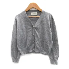 スナイデル snidel ニットカーディガン ショート丈 Vネック ビジュー ウール混 F グレー /SM24