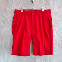 TOMMY JEANS トミージーンズ ロゴ刺繍 内側ロゴプリントライン レッド 赤 32サイズ ハーフパンツ ジーンズ ジーパン デニム