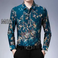 [M0A]秋冬 コーデ メンズ 用 服 シンプル ファッション オシャレ 大人 かっこいい 大きいサイズ ストリート 紳士服  ビジネス カジュアル 竹葉柄 プリント 長袖 ゴールド カバー シャツ 花柄 ベース 