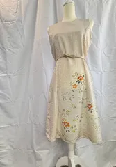 【在庫整理】着物リメイク 可憐な小花柄のノースリーブワンピース ショール付き