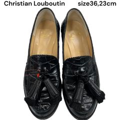 美品クリスチャンルブタン　Christian Louboutin　クロコ型押し　ローファー　36、23cm レディース　5D537