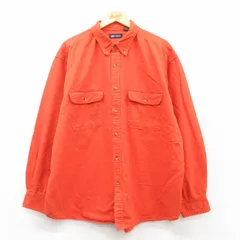 XL/古着 FADED GLORY 長袖 ヘビー フランネル シャツ メンズ 大きいサイズ コットン ボタンダウン オレンジ 25mar12 中古 トップス