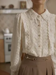 ブラウス レディース きれいめ 40代 春 秋 刺繍 大人 OL韓国風 かわいい 冬 レース 長袖 おしゃれブラウス 上品  vii2z682543