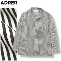 アドラー ADRER 半袖 開襟 オープンカラー レーヨン シャツ ボックス シルエット ルーズ ビッグシルエット ダブルポケット L ストライプ柄 ホワイト x ブラック カジュアル ウェア デザイナー メンズ