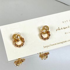 パールとリングの一粒ピアス/サージカルステンレスポストピアス/小さめ