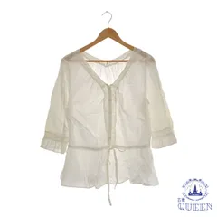 ☆美品☆ he art diary トップス シャツ ガーリー 紐付き ソースルー 七分袖 レディース ホワイト LL 901-7361 送料無料 古着