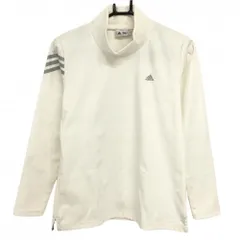 アディダス 長袖ハイネックシャツ 白×グレー 袖3ライン レディース L/G ゴルフウェア adidas