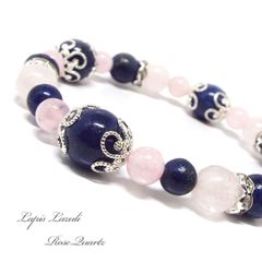RAZU 天然石 パワーストーン ブレスレット ラピスラズリ ローズクォーツ レディース アクセサリー DB0092