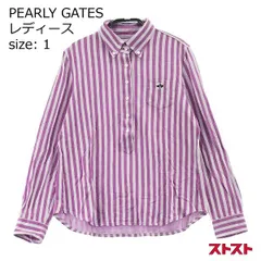 PEARLY GATES パーリーゲイツ 長袖ポロシャツ ボタンダウン ストライプ柄 パープル系 1 [240001864785]#