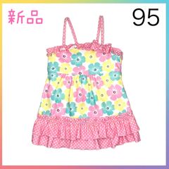 ✳︎新品✳︎　ワンピース水着　95cm  花柄　ドット  子供用  ハイビスカス　ピンク　リボン 海 プール 水遊び　水玉　　保育園　　幼稚園　西松屋　フォロー割り  C32