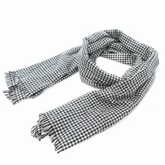 セオリー Theory マフラー 千鳥柄 フリンジ カシミヤ混 白 ホワイト 黒 ブラック /JSのサムネイル