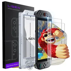 LISEN 対応 switch 2 保護フィルム【1枚入り】全面保護 強化ガラス 対応 スイッチ2 保護フィルム・一発貼り・自動貼り付けキット付き ｜対応 switch2 ガラスフィルム・気泡ゼロ・指紋防止・高透過率・撥油性・超耐久・高光沢