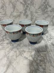 美品　有田焼　透かし　湯呑み　5客セット　茶器　茶道具