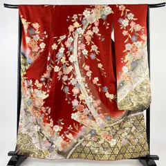 振袖フルセット(8点)・鈴乃屋・金駒刺繍・金彩加工・花模様・正絹 振袖フルセット(8点)・鈴乃屋・金駒刺繍・金彩加工・花模様・正絹