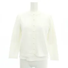 クミキョク 組曲 KUMIKYOKU 24SS バックチュールツイン セット カーディガン パール ニット 五分袖 S 白 ホワイト /SY ■OS