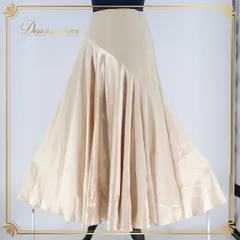 社交ダンス 衣装 スカート クリエイトサン ロング レッスン 練習着 ベージュ系 社交ダンススカート サテン フリル Create-Sun 光沢 発表会 フレアスカート ゆったり ダンスウエア 光沢感 クリーム系 結婚式 おしゃれ 大人用 ダンス衣装