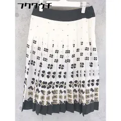 ◇ Rouge vif ルージュ ヴィフ 総柄 膝下丈 プリーツ スカート サイズ2 ホワイト ブラック レディース 【中古】 【1102250018725】