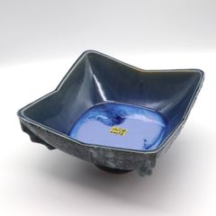 生け花】水盤 花器 いけばな 華道 変形 青磁 ブルー ガラス釉薬 花瓶