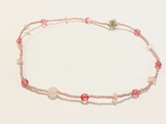 【年末SALE】ピンク　ビーズネックレス　#N28