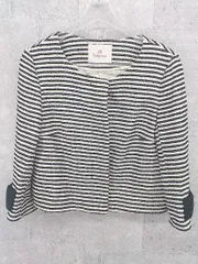 ◇ Rubyrivet ルビーリベット 3B 七分袖 ノーカラー ジャケット ブラック ホワイト レディース 【中古】 【1002799855372】のサムネイル