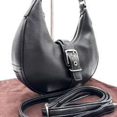 ✨美品✨ COACH コーチ ワンショルダーバッグ トートバッグ ハーフムーン バックル シルバー金具 ロゴ型押し チャーム 肩掛け 斜め掛け カーフレザー レディース ブラック 黒色