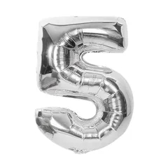 数字の風船 アルミフィルムバルーン 数字5  デコレーションバルーン 約16インチ 立体 誕生日 パーティー 記念日 イベントレイアウト 装飾用品 1個 (シルバー)