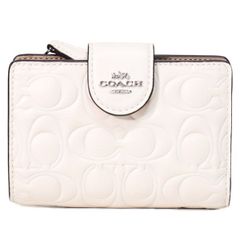 コーチ 財布 COACH レザー シグネチャー 型押し ロゴ ミディアム コーナー ジップ ウォレット 二つ折り財布 チャーク CZ341