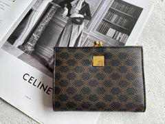 CELINE ブラックマカダム スクエアプレート がま口コインケース