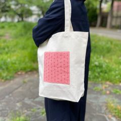 刺し子トートバッグ（M）麻の葉　刺繍　A4対応　キャンバス　通勤通学　マザーズ