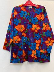 ungaro ウンガロ フラワープリント ロングTシャツ カットソー サーマル　M 昭和レトロ