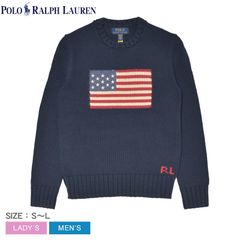 ポロ ラルフローレン ニット 323668285 レディース メンズ フラッグ コットン クルーネック セーター POLO RALPH LAUREN カラー:ハンターネイビー  品番：21231701