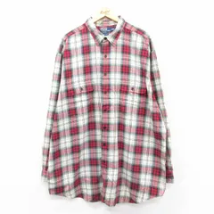 XL/古着 ラルフローレン 長袖 ブランド シャツ メンズ 90s 大きいサイズ ロング丈 コットン 赤他 レッド チェック spe 25mar25 中古 トップ