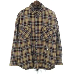リサウンドクロージング/RESOUND CLOTHING カットオフ加工 ポケット ジップ チェック 長袖 シャツ ベージュ系  サイズ メンズ1のサムネイル