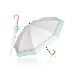 KIZAWA 日傘 uvカット 100 遮光 長傘 完全遮光 日傘兼用雨傘 レディース 5級撥水 軽量 かわいい 晴雨兼用 遮熱 丈夫 耐風 母の日のプレゼント バンブー ラタン 持ち手 親骨50cm (【3色ミックス】オフ×ミント) 0