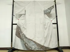 平和屋着物●訪問着　紬地　絞り　秋草文　正絹　逸品　DAAY5166ud