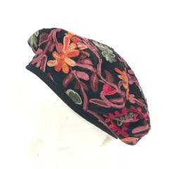 良好 FERRUCCIO VECCHI フェリシオベッキ F  ベレー帽  ブラック/マルチカラー 刺繍 ナイロン レディース　240001129906
