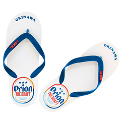 オリオンビール ビーチサンダル ドラフト缶 ホワイト 鼻緒 ブルー ご当地 島ぞうり しまぞうり orion ビーチ プール オリオン tシャツ 虹色 ロゴ