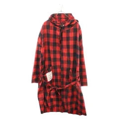 VETEMENTS (ヴェトモン) 18SS Light Flannel Block-Checked Gown Coat ライトフランネルバッファローチェックガウンコート ロングガウンシャツ レッド MSS18JA61のサムネイル