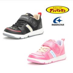 アンパンマン AP C168 子供靴  ムーンスター キッズシューズ 15cm 16cm 17cm 黒 ピンク ブラック スニーカー Moonstar コートシューズ ドキンちゃん ジャムおじさん チーズ クリームパンダ バイキンマン