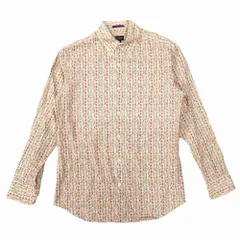 Paul Smith ポールスミス 小花柄 ストライプ シャツ ドレスシャツ 長袖 コットン トップス サイズS ベージュ メンズ 【中古】