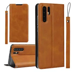 スプラットホール付き 軽量 スタンド機能 カード入れ付き スマホケース ベルトなし 磁気閉鎖 スプラット同梱 内蔵マグネット iCoverCase case P30プロ ファーウェイ 落ち着いた カバー カバー P30pro 手帳型 ケース ライトブラウン d