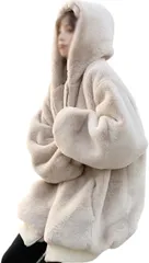 FAAMEE(フェイミー) ボアジャケット パーカー もこもこ ゆったり かわいい ビッグシルエット 長袖 アウター ルームウェア レディース( ベージュ,  L)