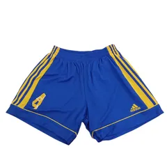 X09231 ショートパンツ adidas アディダス スポーツ メンズ ブルー イエローライン サッカー用 ショートパンツ