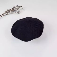 【SALE】新品キッズニット帽子ベレー帽キャップ韓国子供服ブラック黒