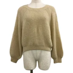 ケイビーエフ KBF アーバンリサーチ セーター ニット プルオーバー ラウンドネック クロップド 無地 長袖 FREE ベージュ