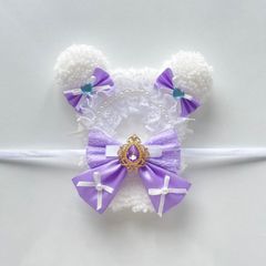 ホワイト＆パープルくま ぬい服 着ぐるみ にじぱぺっと10cm