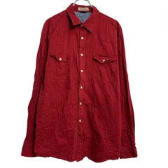 NAUTICA 長袖 無地シャツ XL レッド ノーティカ ボタン ビッグサイズ 胸ポケット シンプル 古着卸 アメリカ仕入 a702-7193